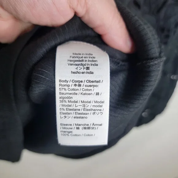 J Crew Lace Sleeve Top Black Size Small CD270 Sheer Whimsygoth Preppy Career - Picture 5 of 8